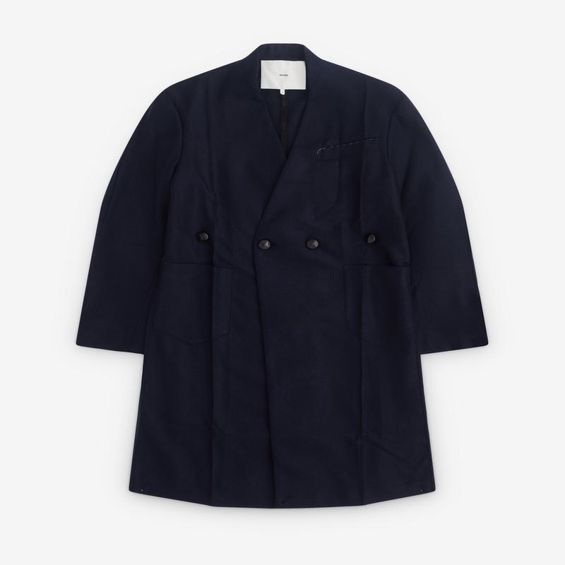 Setchu - Womens No Lapel Origami Coat - (Navy)