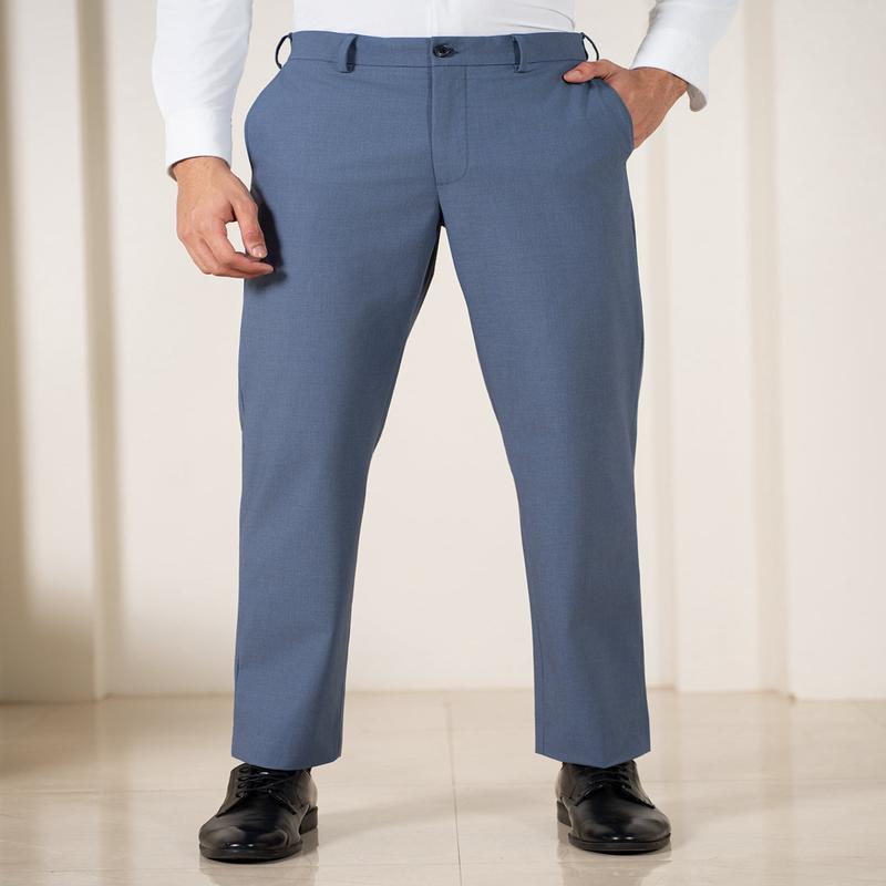True Blue Melange Relaxed Fit Stretch Formal Pants