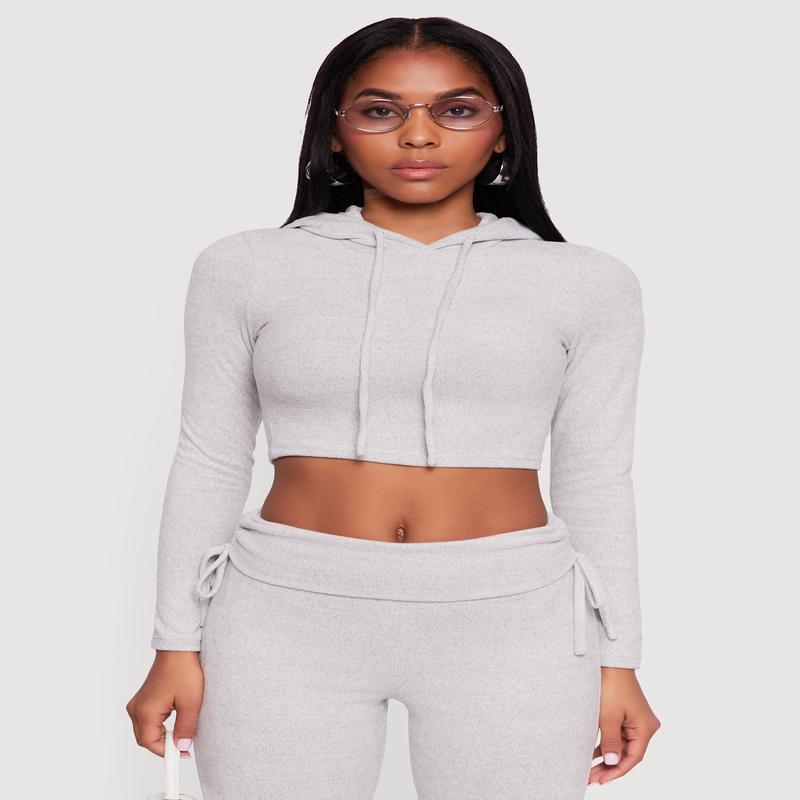 Long Sleeve Pullover Cropped Hoodie