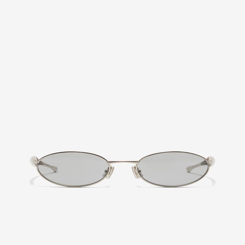 Bottega Veneta - Sardine Oval Sunglasses - (Silver/Grey)