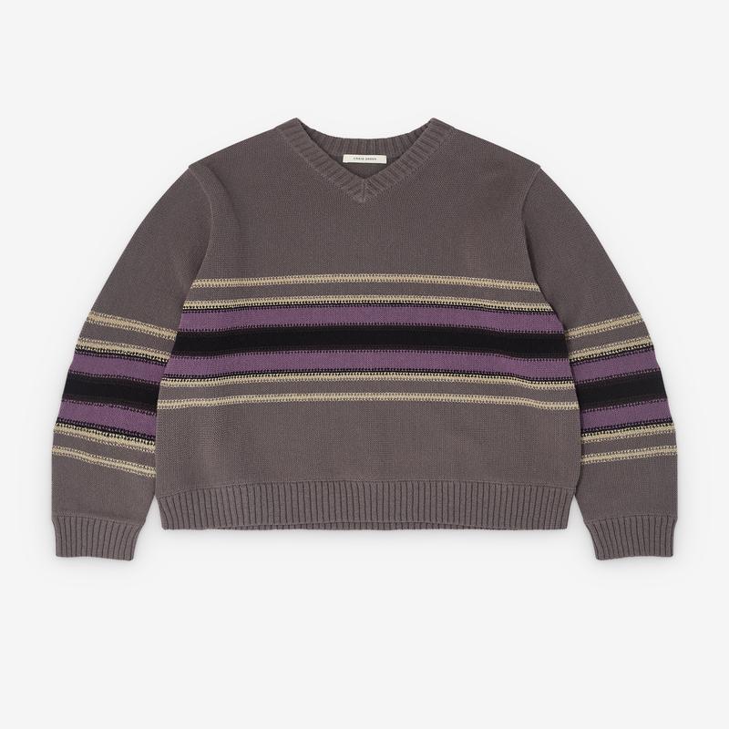 Craig Green - Mens Tape Knit V-Neck Jumper - (Grey Multi)