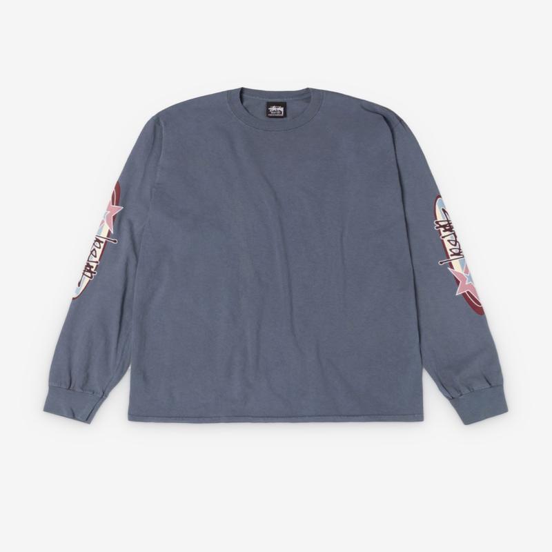 Stssy - Mens Two Star Pig. Dyed Ls Tee - (Navy)
