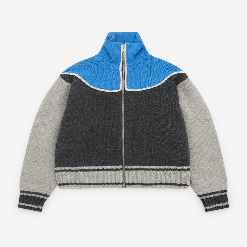 Bottega Veneta - Mens Wool Zipped Jacket - (Anthracite/Admiral)