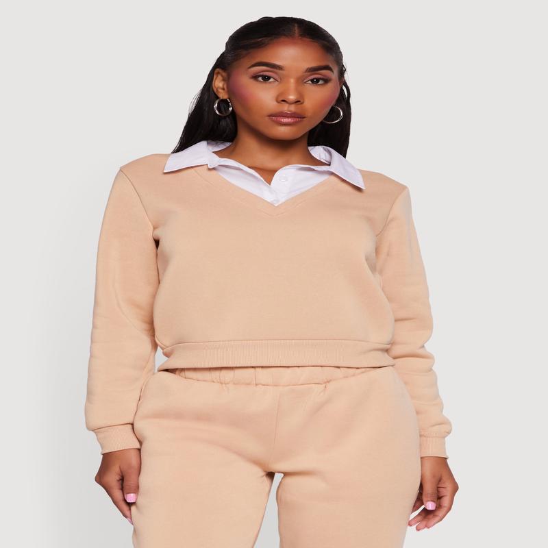 Color Block Layered Look Sweatshirt