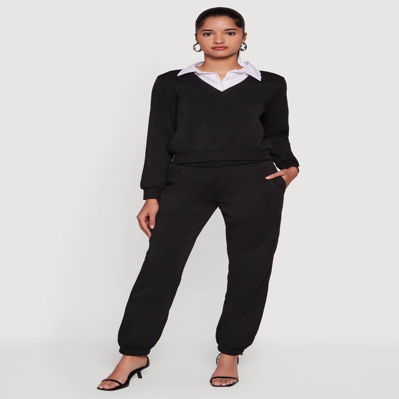 Fleece Contrast Waistband Pants