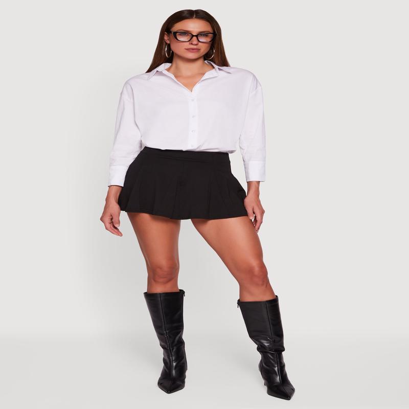 Ponte Lined Pleated Mini Skirt