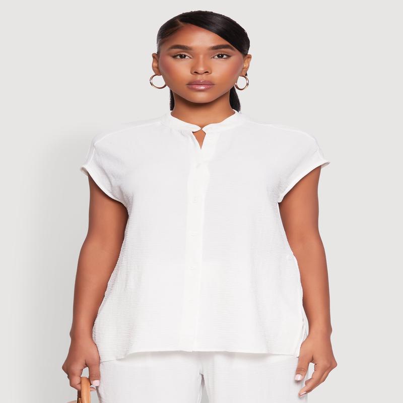 Airy Mandarin Collar Shirt