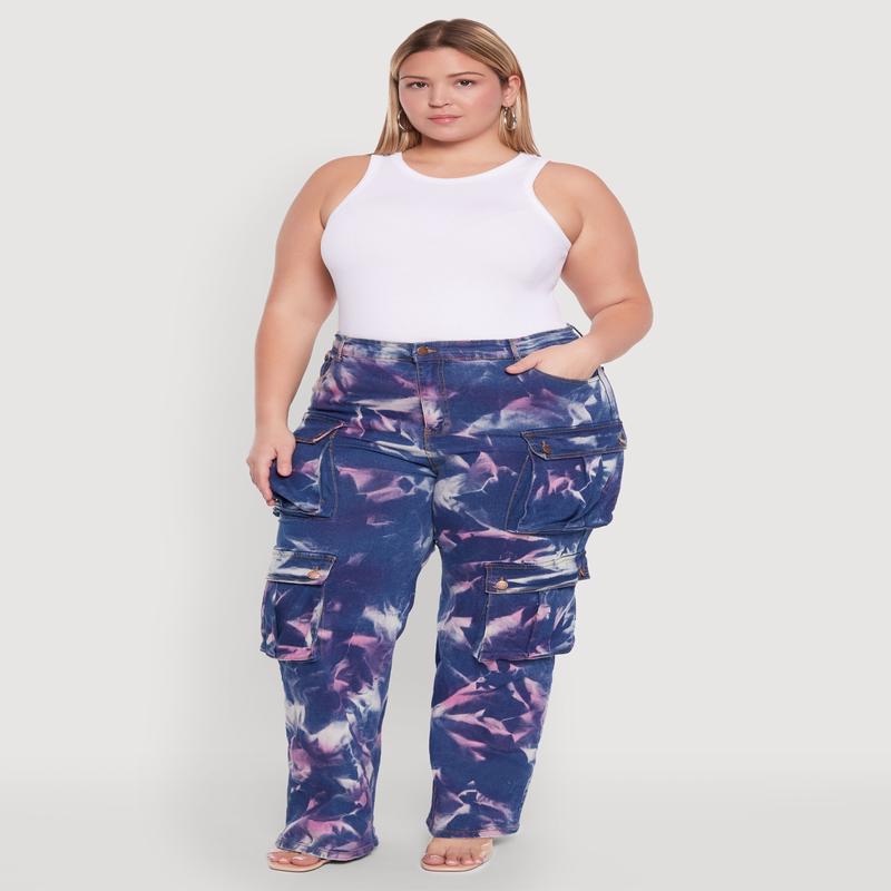 Plus Size Daisy High Waisted Cargo Pocket Jeans