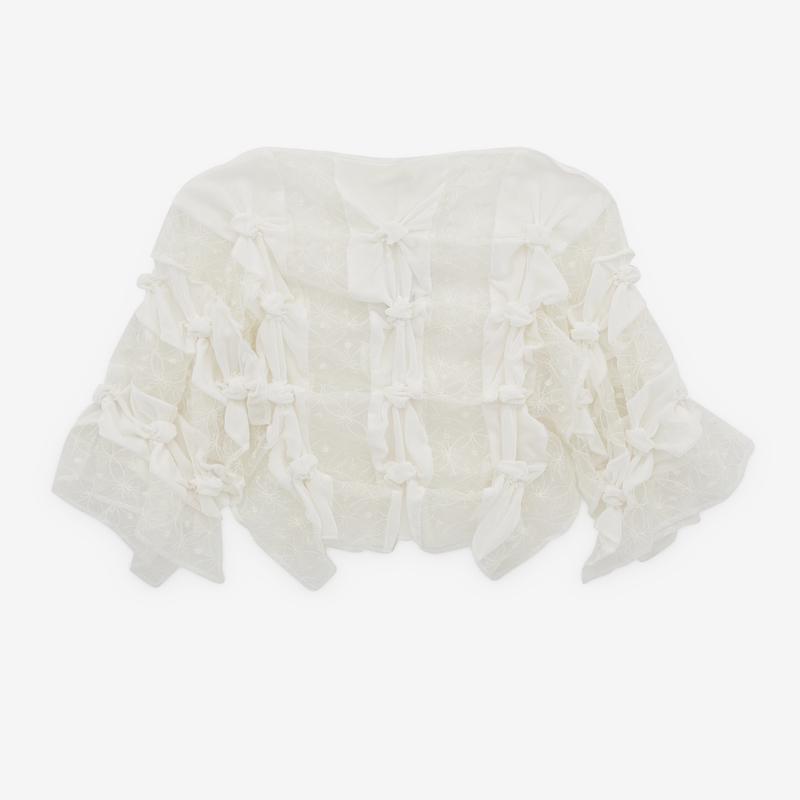 Risn Pierce - Womens Artisanal Forget-Me-Not Blouse  - (Ivory