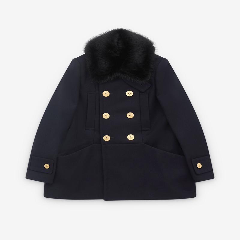 sacai - Womens Double-Faced Wool Melton Coat - (Navy)