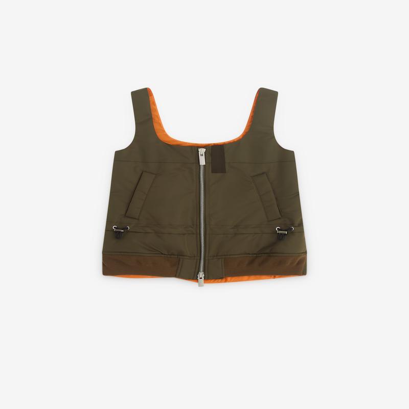 Sacai - Womens Nylon Twill Tank Top - (Khaki)