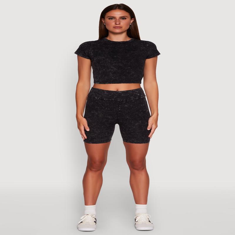 Trendy Acid Wash Bike Shorts