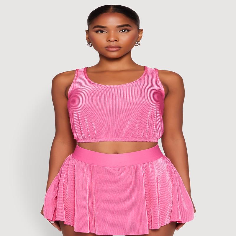 Almost Famous Plisse Cropped Tank Top