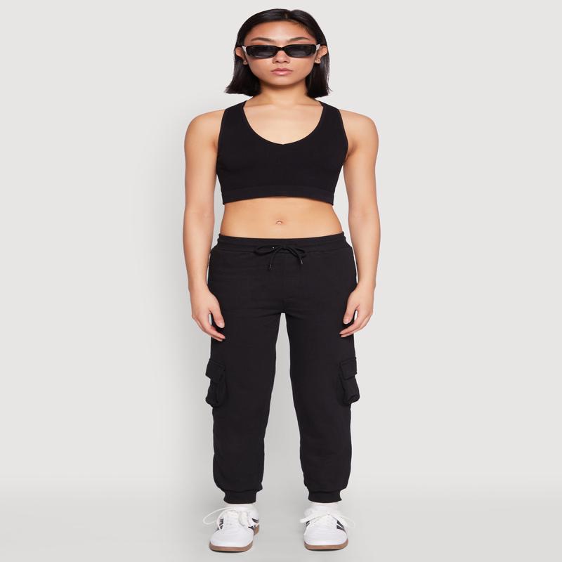 Fleece Cargo Drawstring Joggers