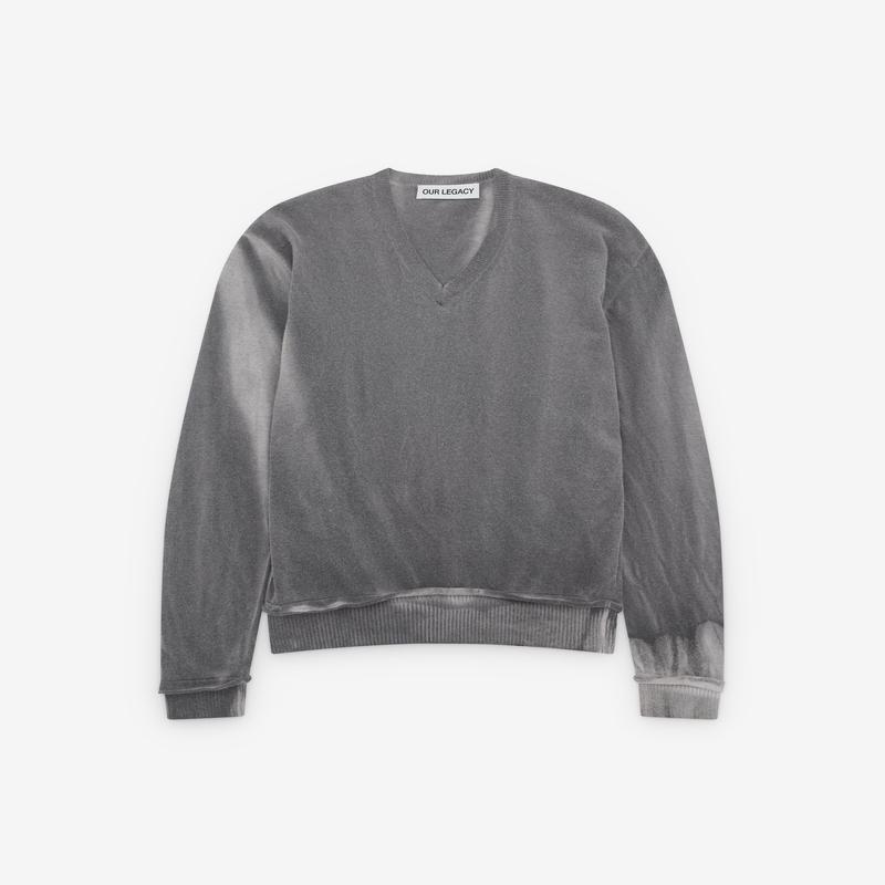 Our Legacy - Mens Parallel V-Neck - (Grey Spray Dye Cherub Wool)