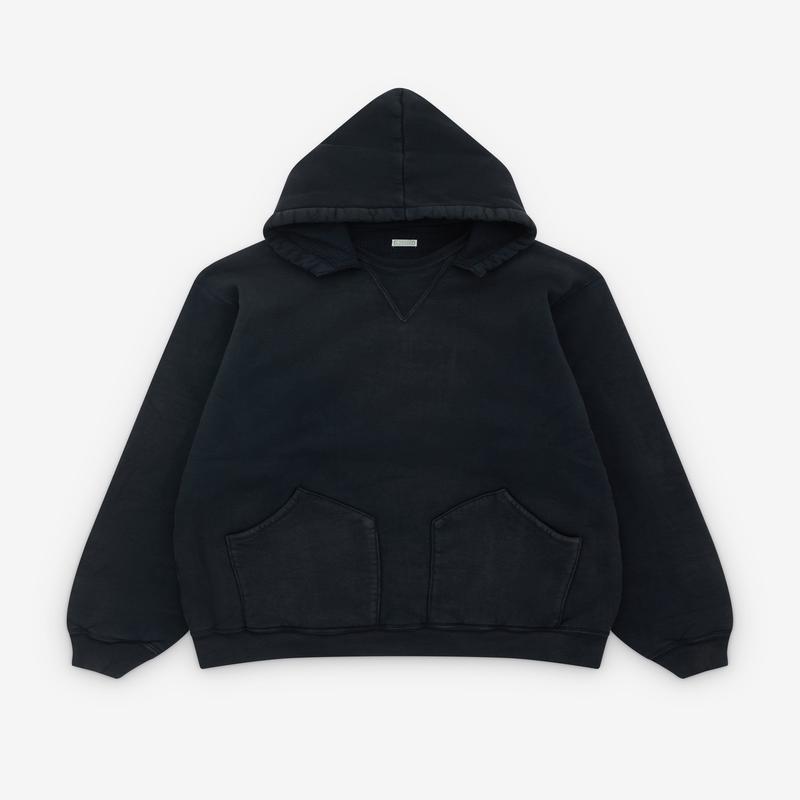 A.Presse - Mens Vintage Attached Hood Sweat Parka - (Black)