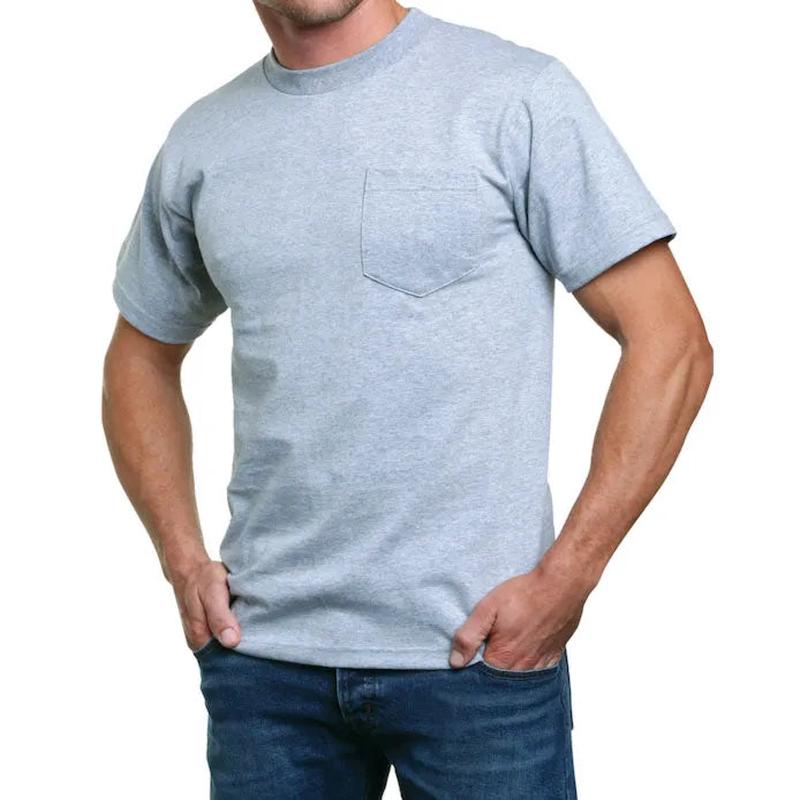 Heavyweight 100% Cotton T-Shirts with Pocket - Made in USA