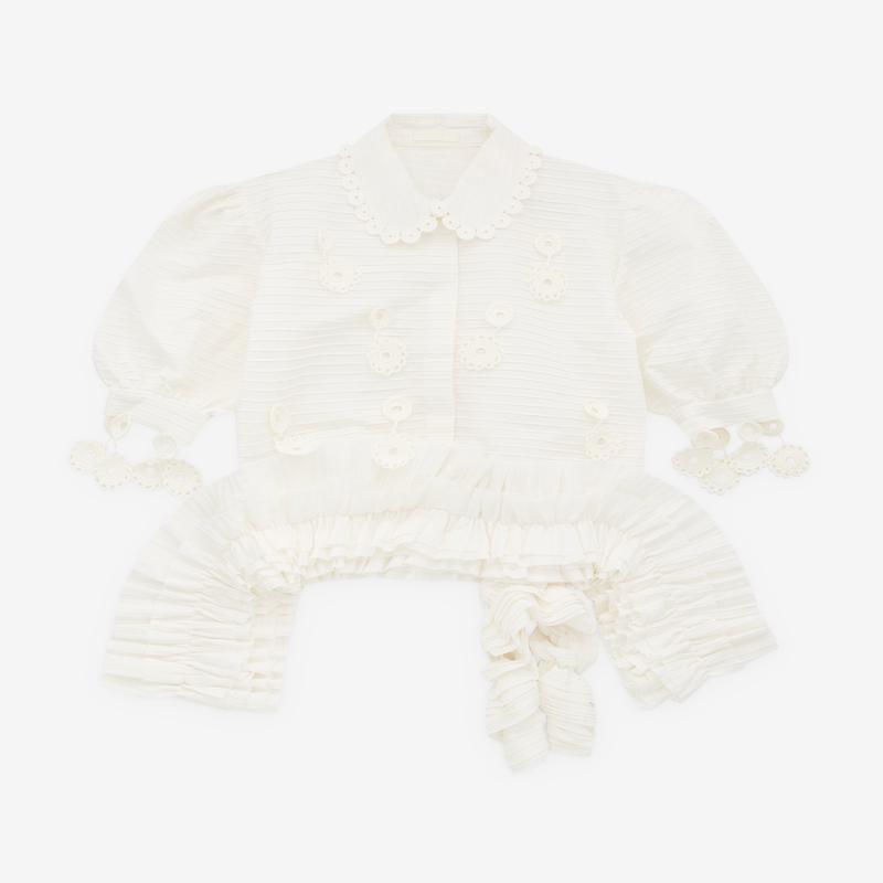 Risn Pierce - Womens Iced Crochet And Ivory Blouse - (Ivory)