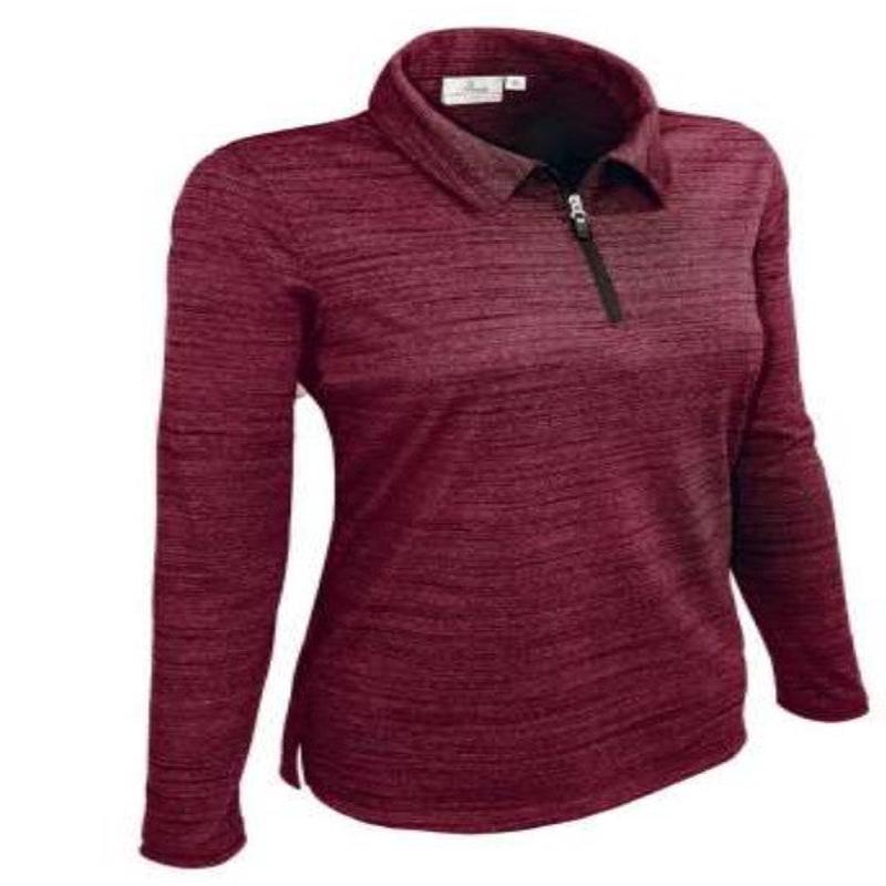 Womens Long Sleeve Quarter-Zip Tiger Polo Shirt