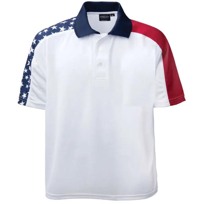Mens Dry-Wicking Stars & Stripes Polo Shirt