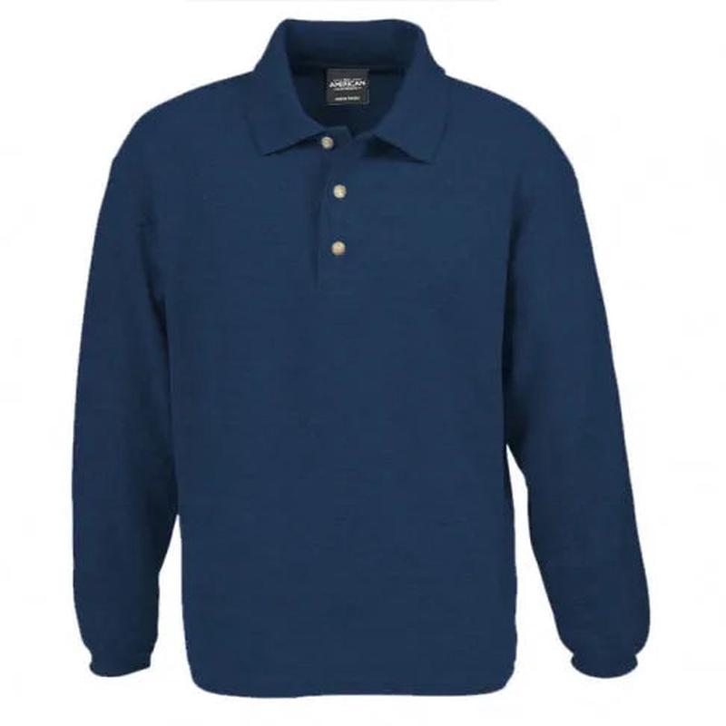 Mens Long Sleeve Piqu Cotton Polo Shirt