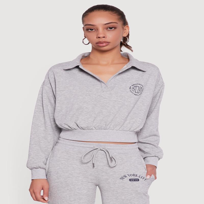 Cropped Brooklyn NY Graphic Sweatshirt