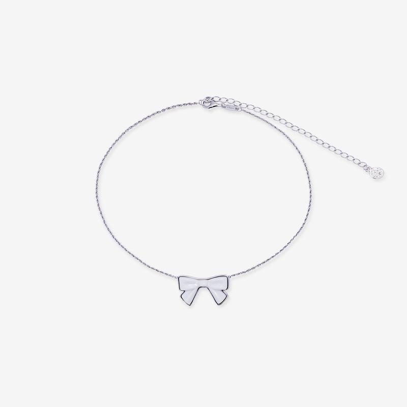 Yvmin - Womens SHUSHU/TONG Double-Sided Bow Necklace - (White)