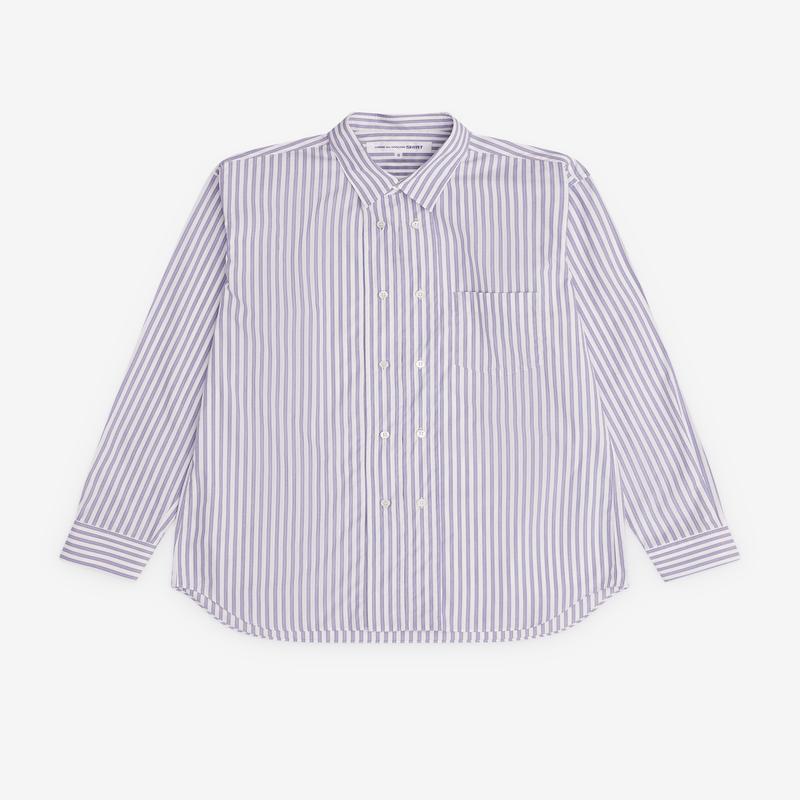 CDG Shirt - Mens Double Breasted Striped Shirt - (Blue)