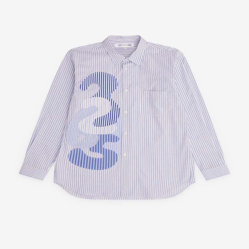 CDG Shirt - Mens Striped Number Shirt - (Blue)