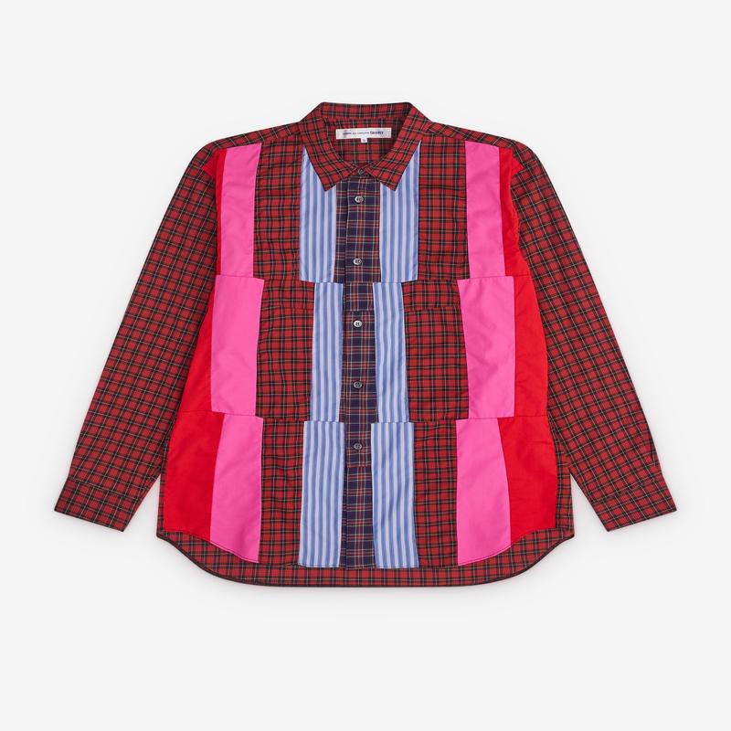 CDG Shirt - Mens Tartan Colour Block Shirt - (Multi)