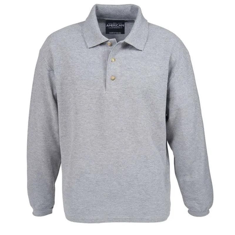 Mens Cotton Stretch Long Sleeve Polo Shirt