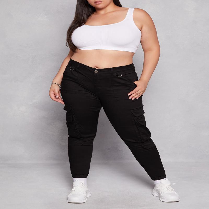 Plus Size Double Cargo Pocket Joggers