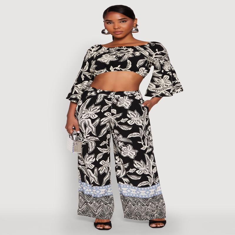 Spoon Jeans High Waisted Printed Pattern Palazzo Pants