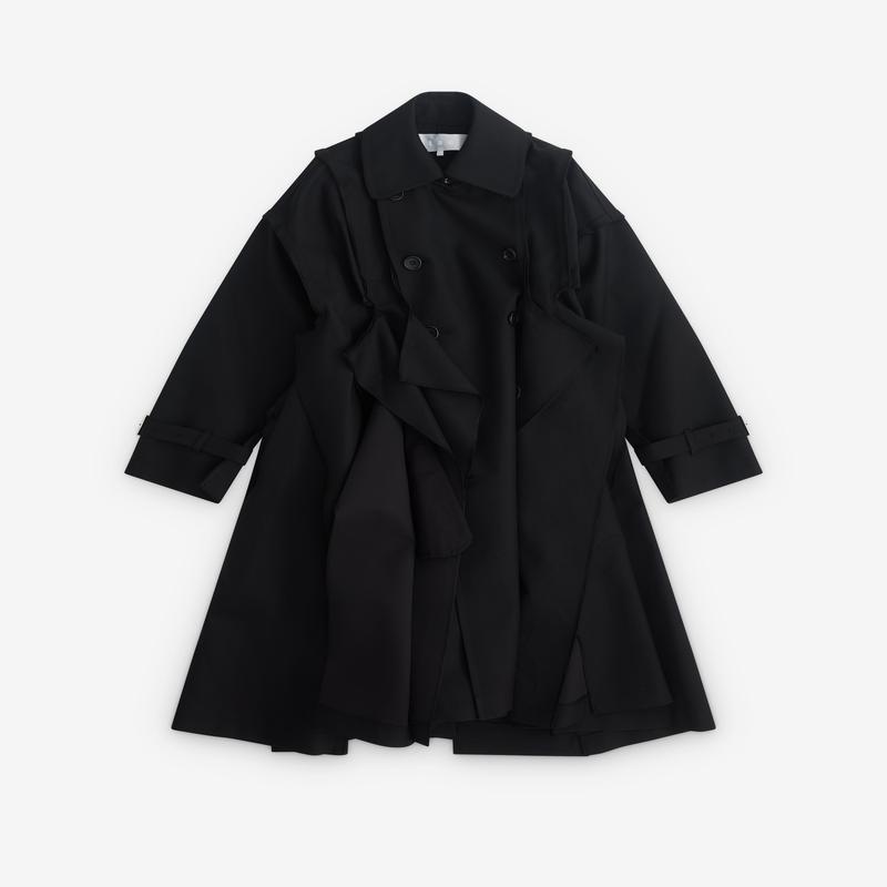 Tao - Womens Drape Trench Coat - (Black)