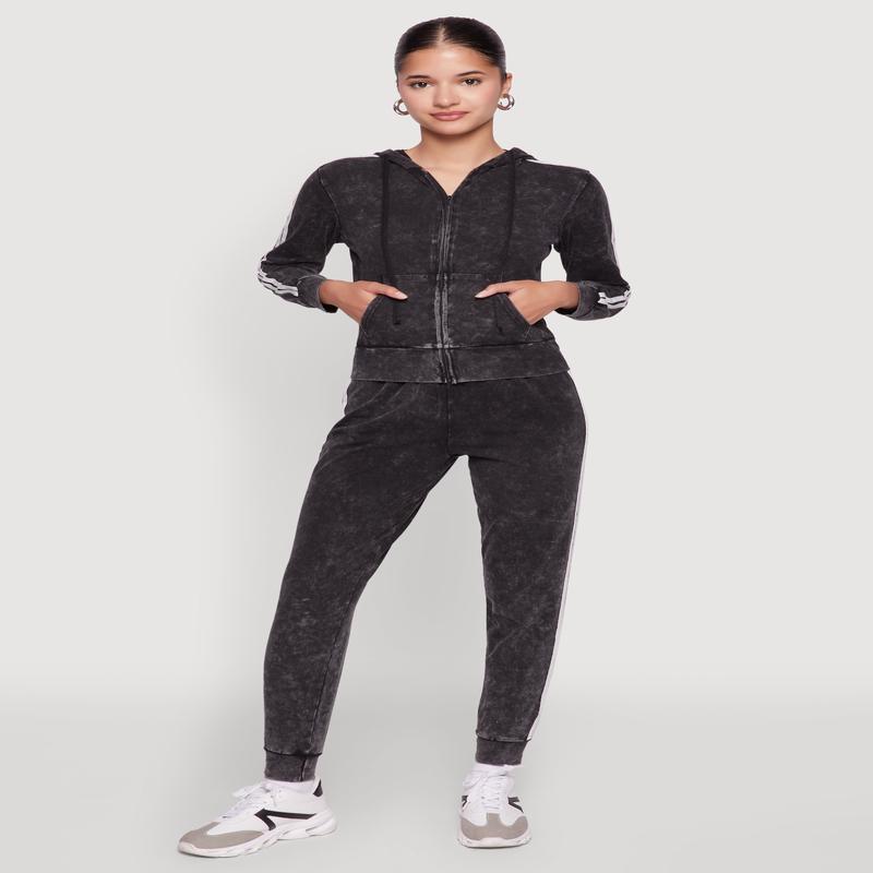 Daisy Mineral Wash Drawstring Waist Varsity Stripe Joggers