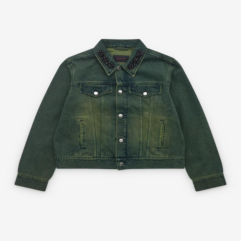 Simone Rocha - Mens Embellished Fitted Trucker Jacket - (Green)