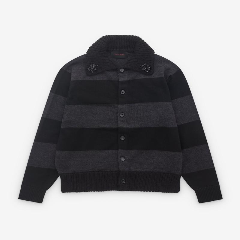 Simone Rocha - Mens Striped Rugby Knit - (Charcoal)