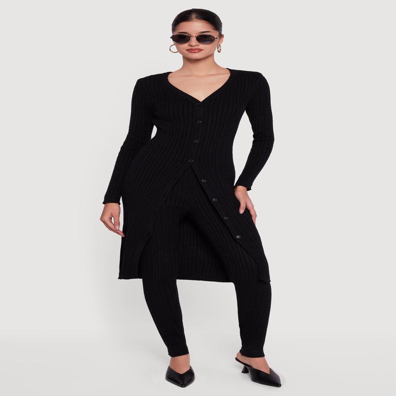 Cable Knit High Waisted Pull On Leggings