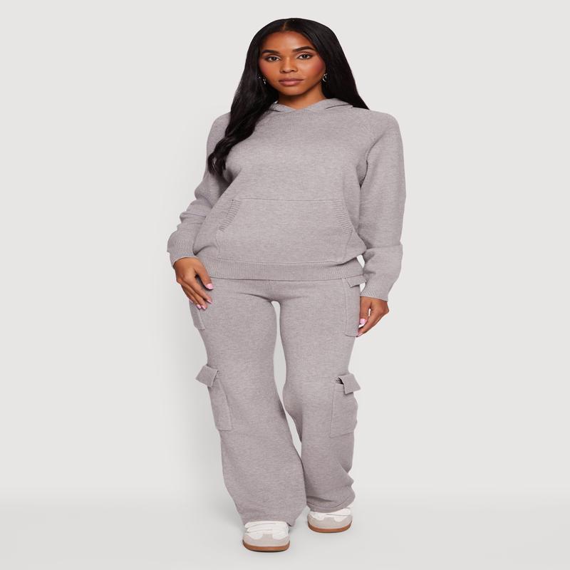 Drawstring Waist Straight Leg Utility Sweatpants