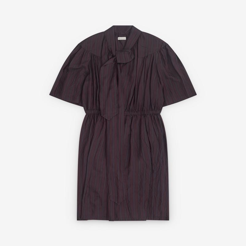 Dries Van Noten - Womens Tie Neck Dress - (Burgundy)