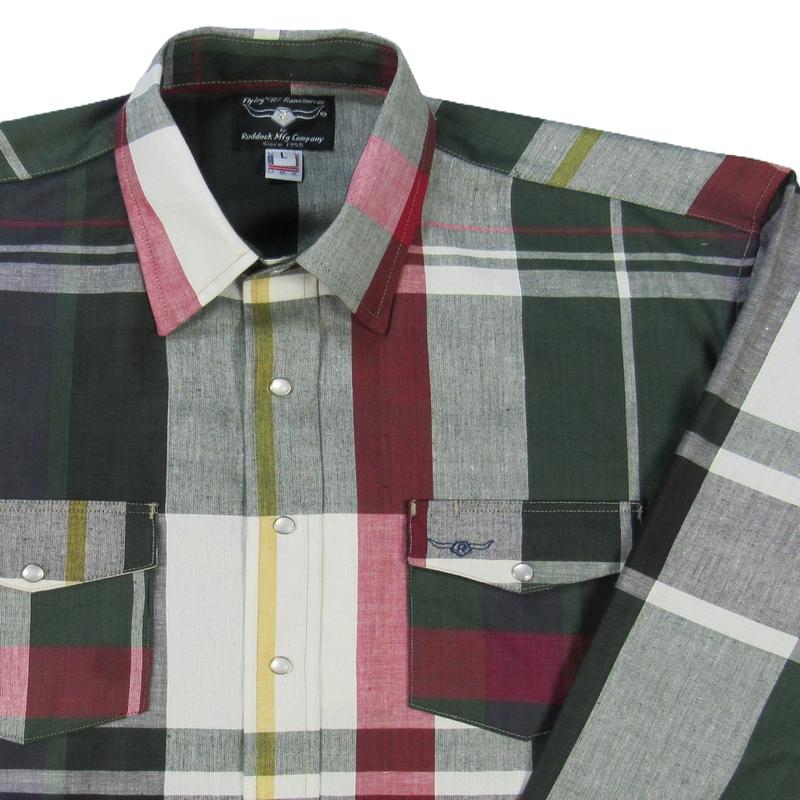 Men's Oversized Long Sleeve Plaid Shirt with Snaps