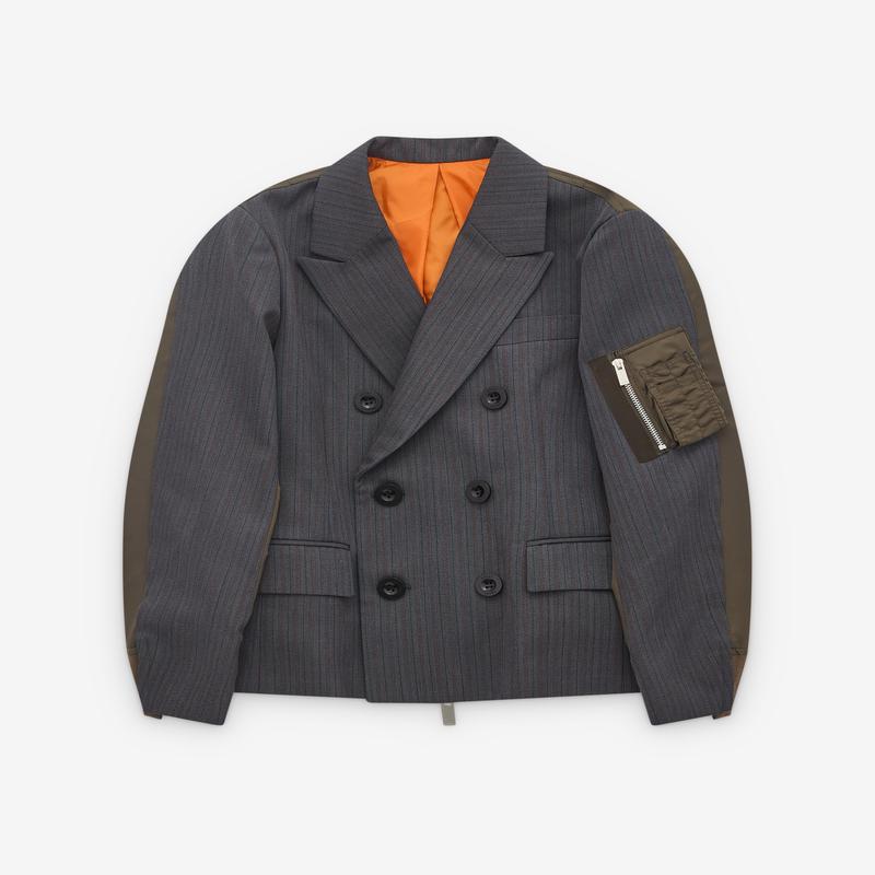 sacai - Women's Stripe Blazer - (Grey/Khaki)