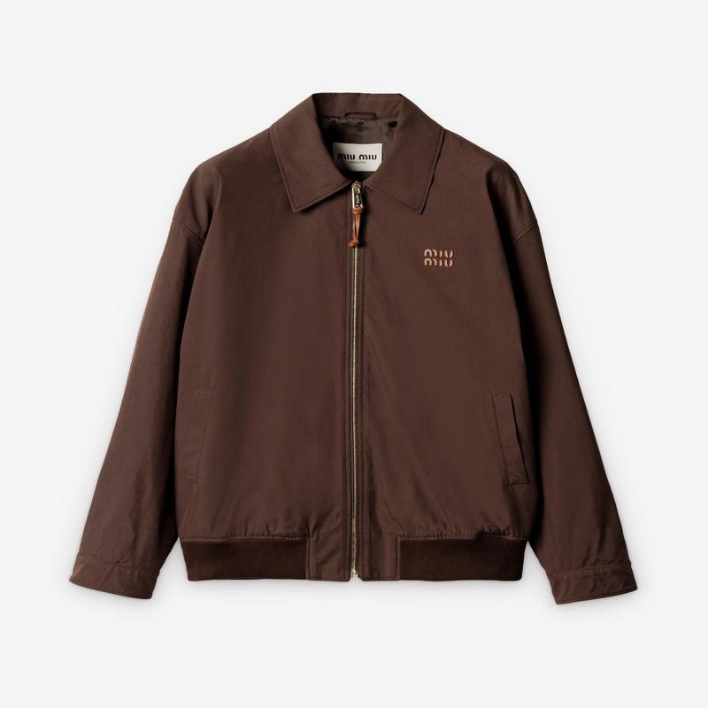 Miu Miu - Womens Panama Cotton Blouson Jacket - (Cocoa Brown)