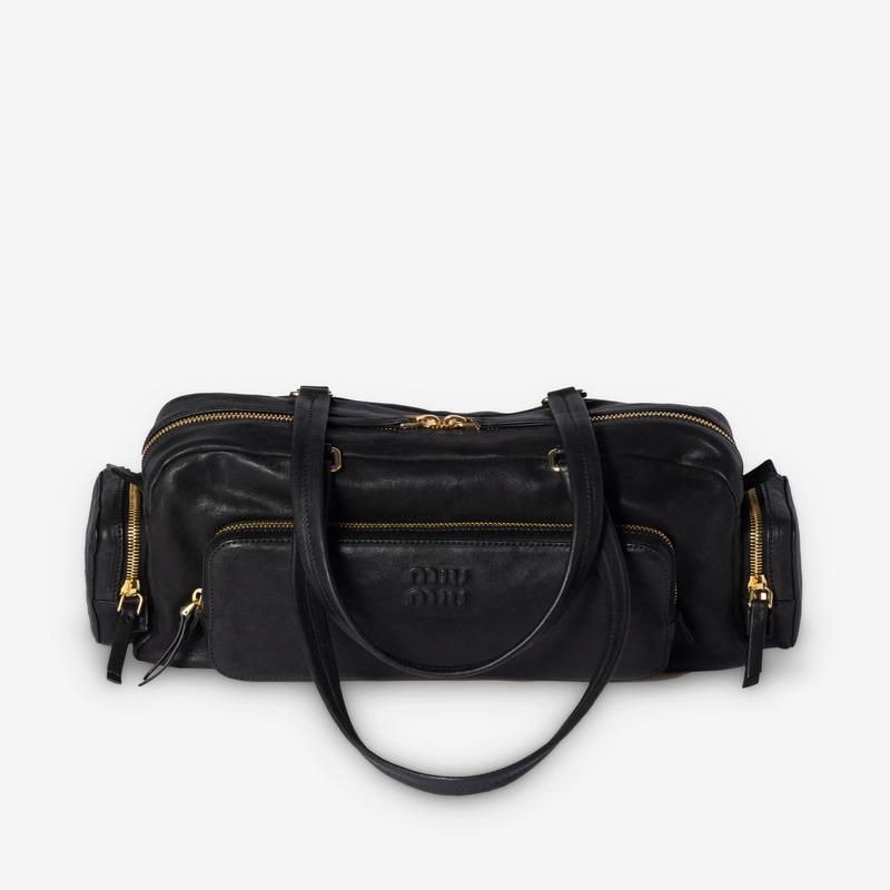 Miu Miu - Womens Pocket Washed Nappa Leather Bag - (Black)