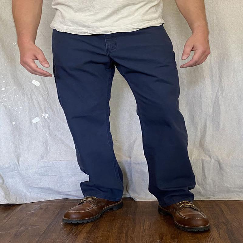 Gusset Easy Fit Stretch Canvas Six Pocket Pant - Navy