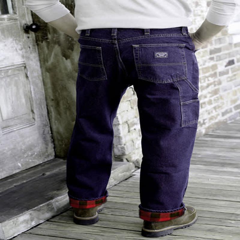 Gusset Flannel Lined Hybrid Carpenter Jean - Dark Stonewash