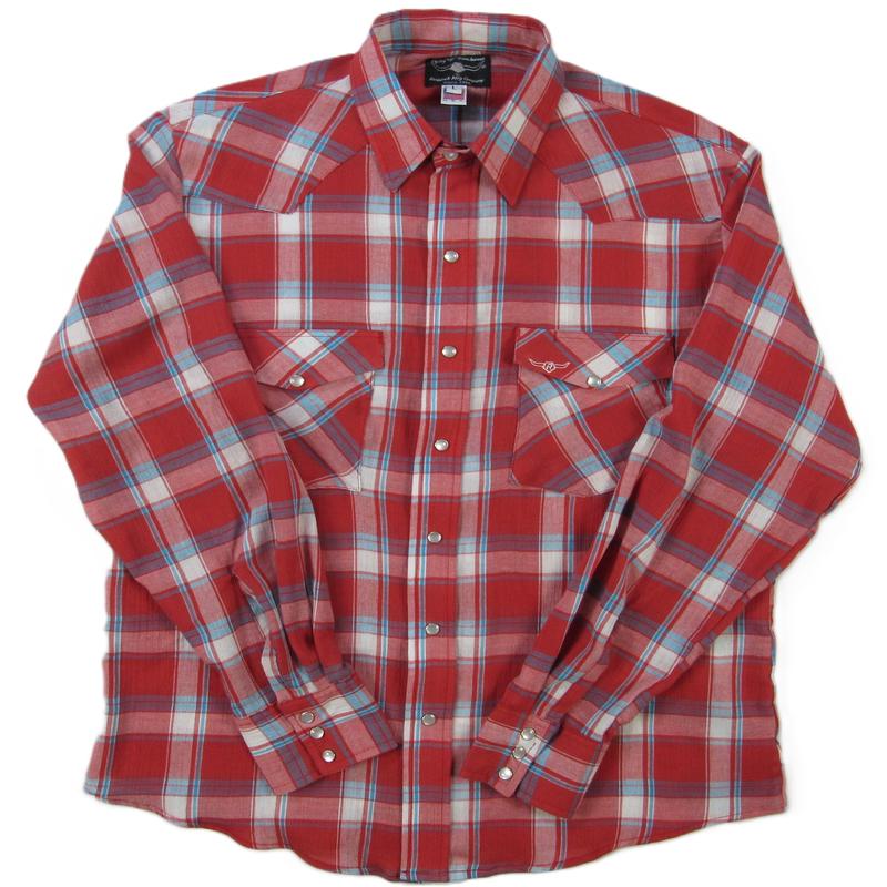 Men's Long Sleeve Red Plaid Snap-Front Shirt
