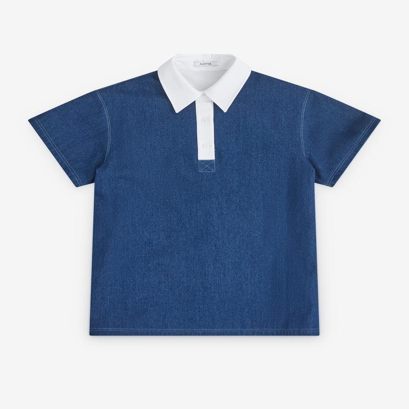 Aletta - Women's Rugby Polo Dress - (Denim)