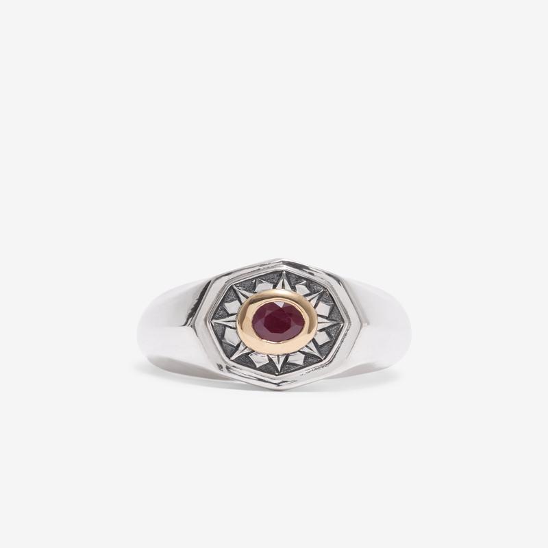Duffy - Octagonal Ruby Signet Ring - (Multi)