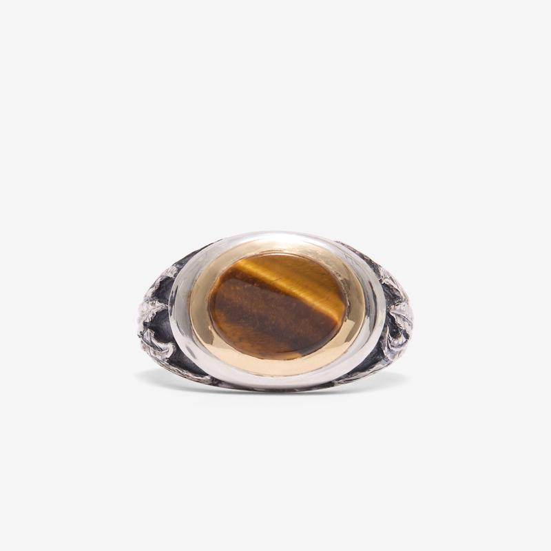 Duffy - Tigers Eye Round Faced Ring - (Multi)